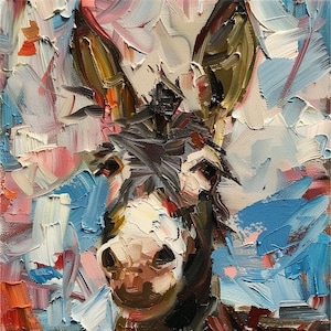 Donkey Painting on Canvas Animal Portrait Original Art Farm Animals Impasto Artwork Wall Art Decor Personalized Gifts Gifts by ArtSenya