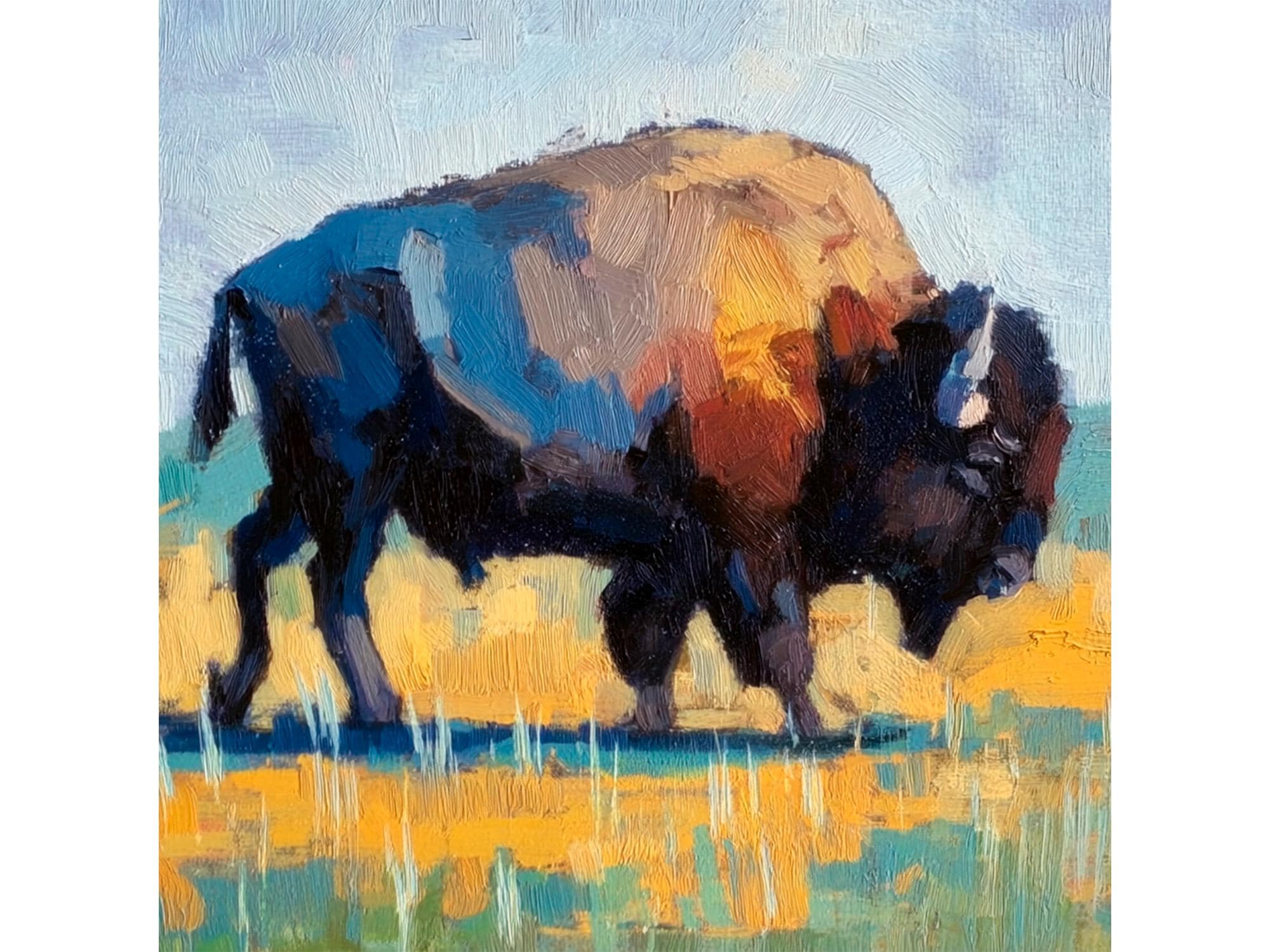 Bison Original Oil Painting Buffalo Wall Art Western Animal Artwork ...