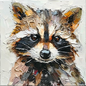 Procione dipinto ad olio su tela animali ritratto animale domestico opera d&#39;arte regalo per animali domestici di ArtSenya