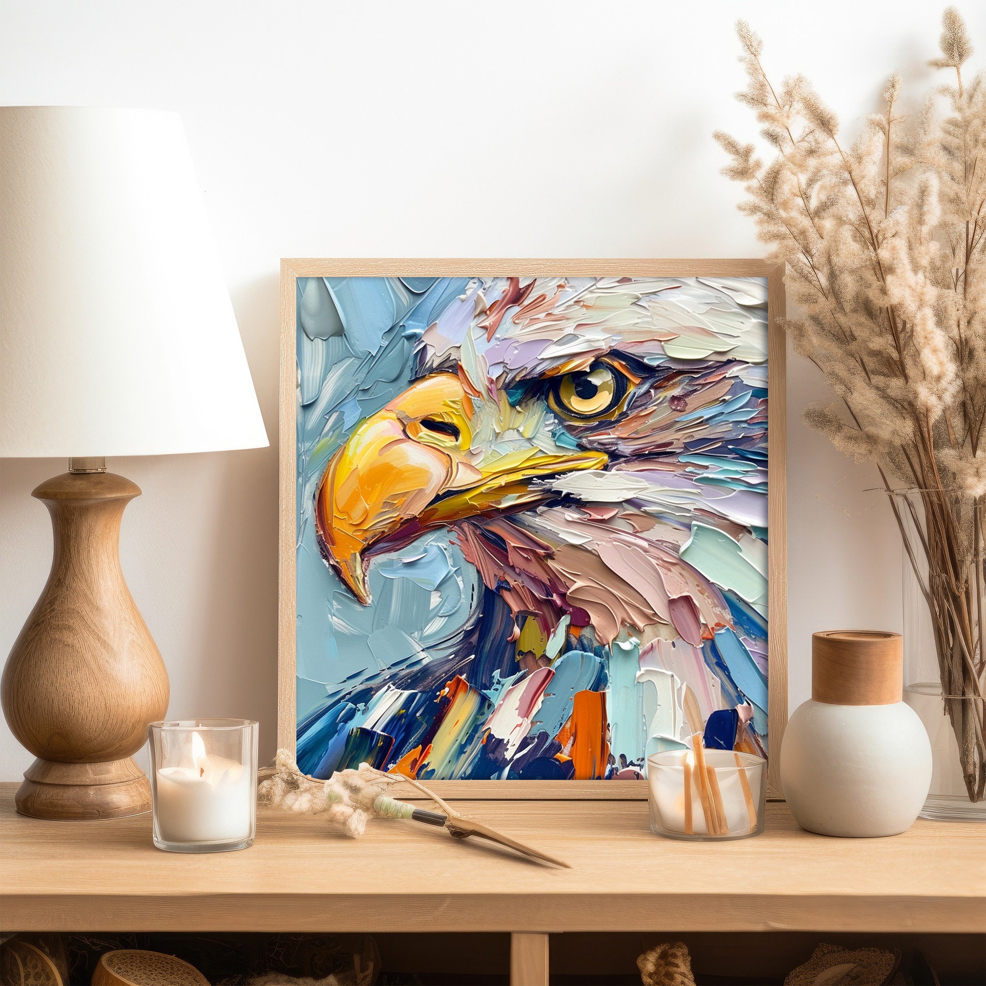 Bald Eagle Painting Bird Portrait Original Art Animals Impasto Artwork ...