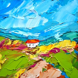 Scotland Oil Painting Scottish Fields Original Art Abstract Mountains Impasto Artwork Wall Art Decor Spring Gifts Mother&#39;s Day by ArtSenya