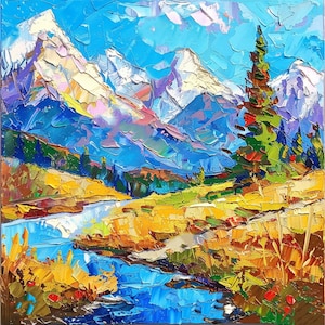 Rocky Mountains Original Oil Painting Colorado Mountains Original Art Pine Trees Impasto Oil Painting Wall Decor Gifts by ArtSenya