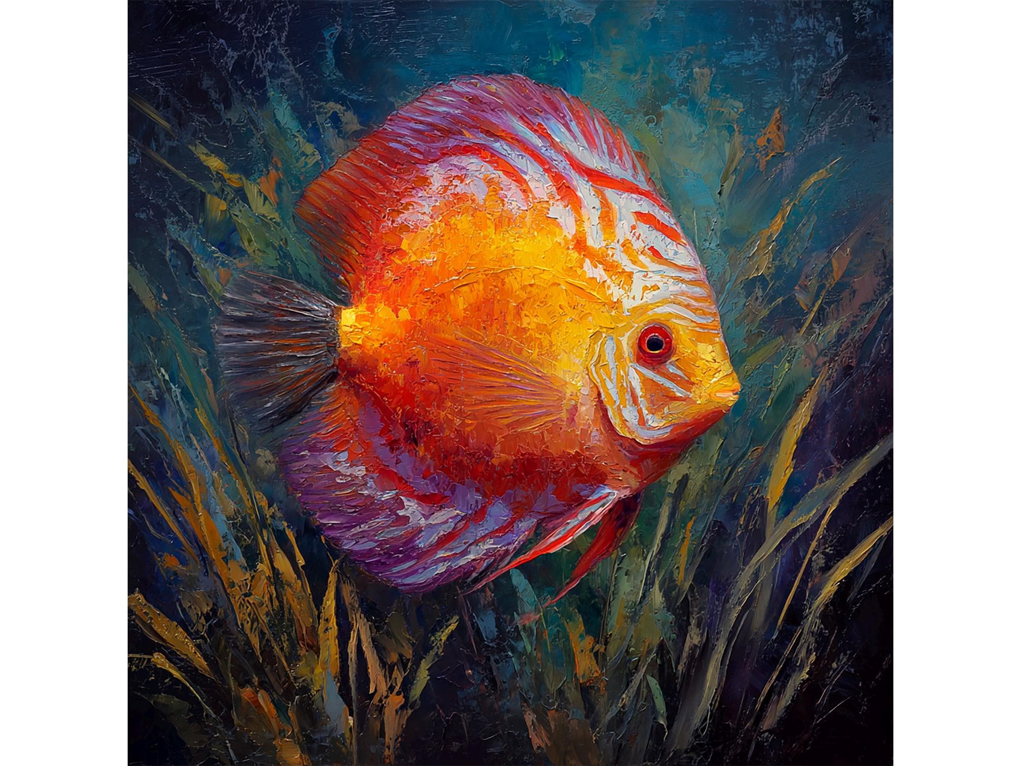 インパストディスカスの油絵：カラフルな水族館アート - Etsy 日本