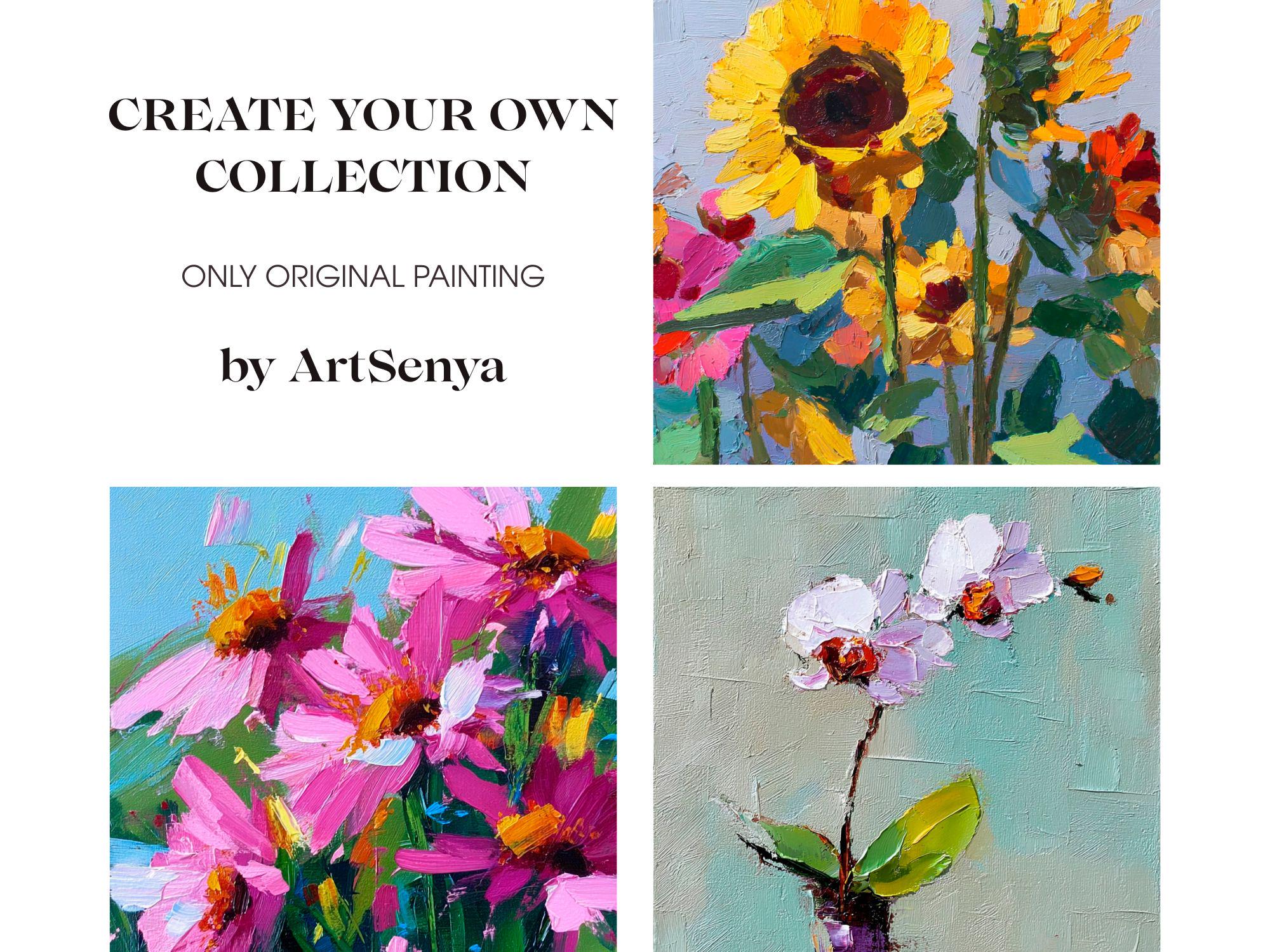 Sunflowers Oil Painting: Textured Floral Art Impasto Flower Painting ...