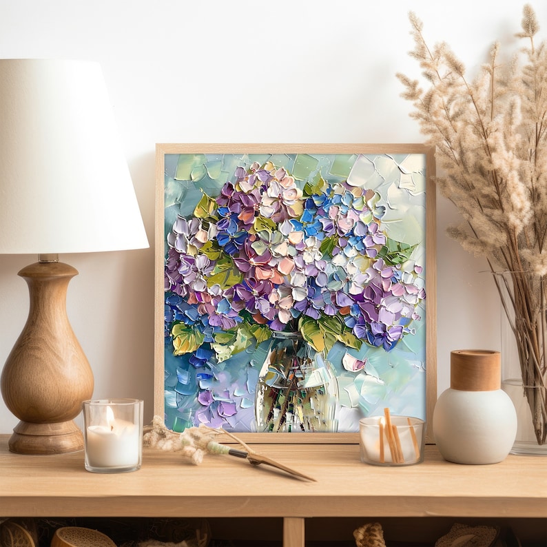 Hydrangea Impasto Original Oil Painting on Canvas Blossoms Original Art ...