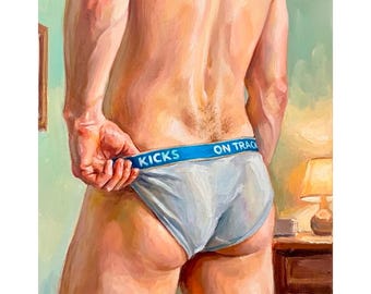 Male Body Large Original Oil Painting Gay Butt Contemporary Figurative Wall Art Intimate Male Portrait Gift by ArtSenya
