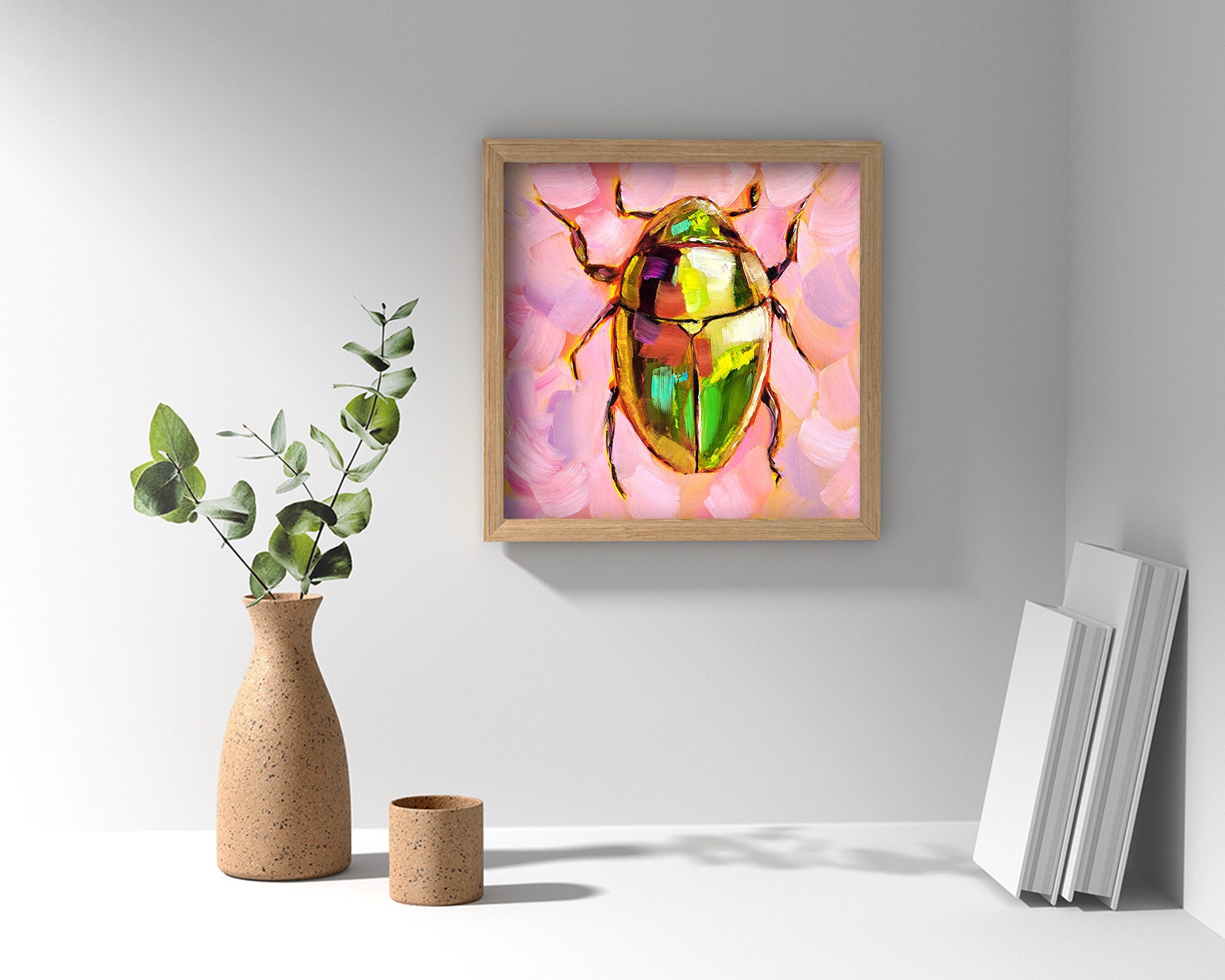 カブトムシの絵画 昆虫 オリジナルアート 動物 油絵 虫 壁アート