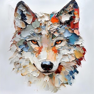 Wolf Painting On Canvas Wild Animals Impasto Original Canvas Art Animal Wall Art Decor Gifts by ArtSenya
