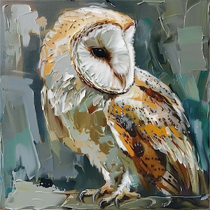 Barn Owl Oil Painting on Canvas Farm Animals Original Art Birds Impasto Artwork Rustic Wall Art Personalized Gifts by ArtSenya