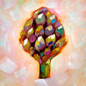 Artichoke Painting Still Life Original Art Food Oil Painting Kitchen Wall Art by ArtSenya