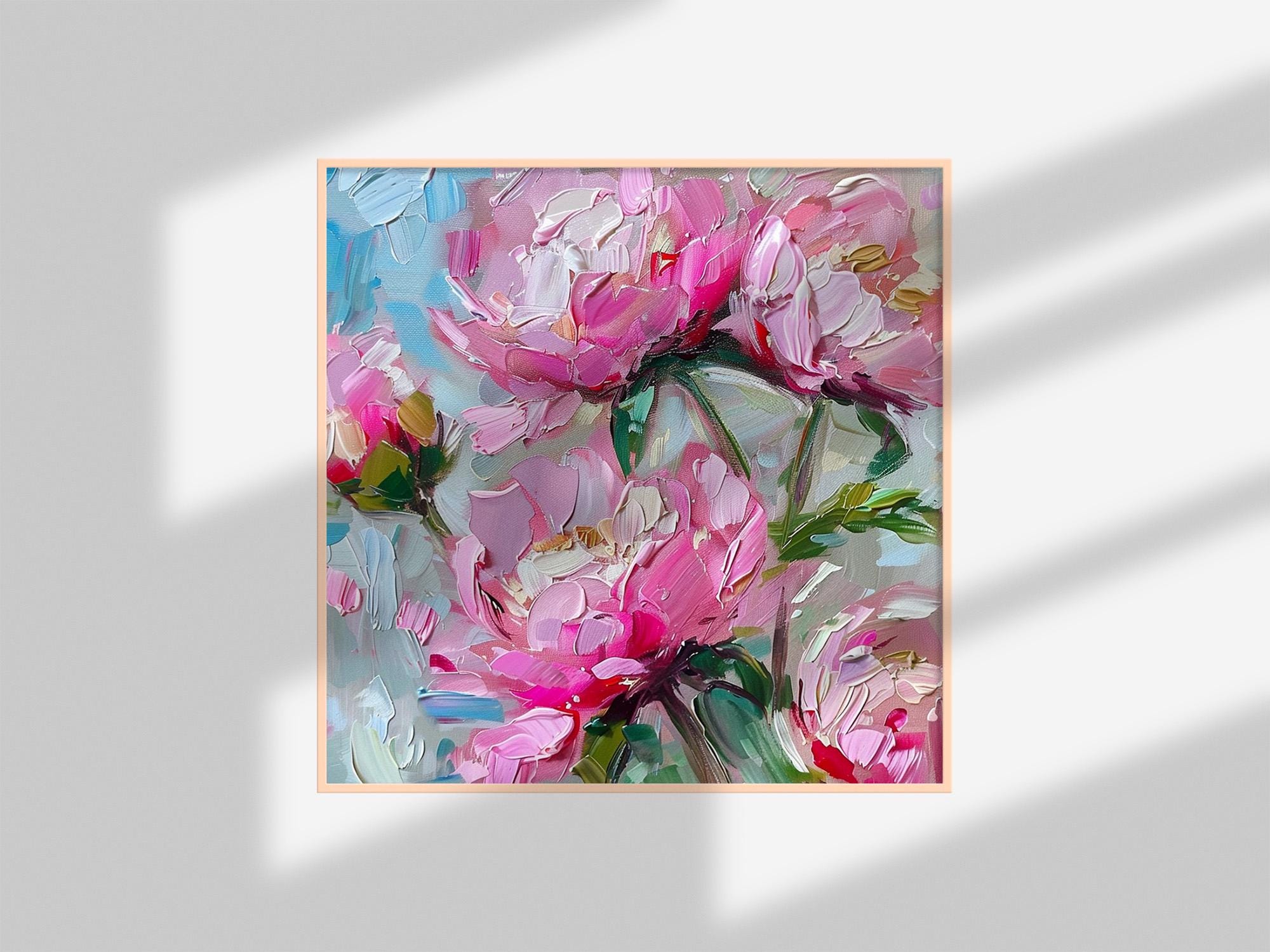 Pink Peonies Hand Painted Oil Painting Flowers Canvas Original Fine Art ...