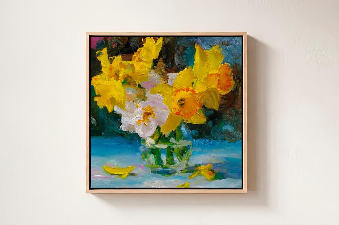 Daffodils Oil Painting on Canvas Flowers Original Impasto Still Life ...