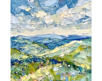 Blue Ridge Landscape Oil Painting On Canvas North Carolina Impasto Original Canvas Art Travel Gifts by ArtSenya