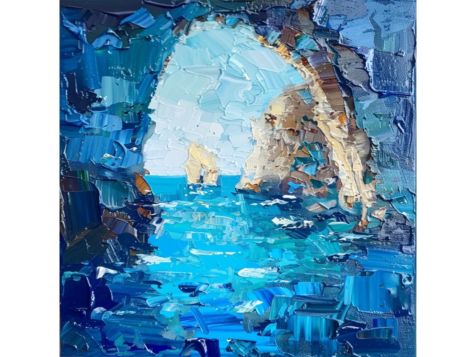 青の洞窟の油絵：カプリ島の海景、イタリア ArtSenya によるアート