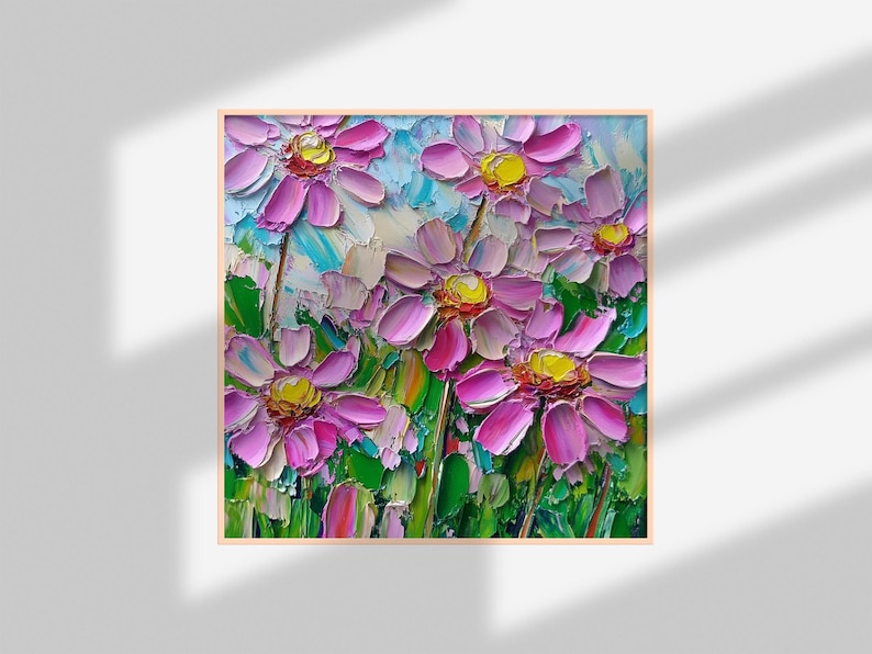Pink Daisies Painting Flowers Impasto Original Canvas Art Floral Wall pink-daisies-painting-flowers-impasto-original-canvas-art-floral-wall