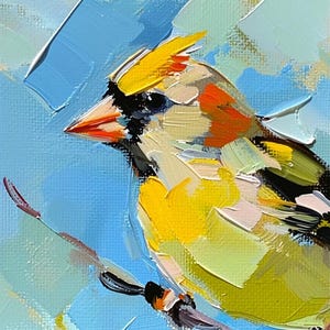 Goldfinch Painting On Canvas Small Birds Original Canvas Art Nursery Decor Art Christmas Gifts by ArtSenya