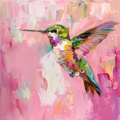 Colibri, peinture à l'huile d'oiseau, art original, animaux peints à la main, décoration murale d'art, par ArtSenya