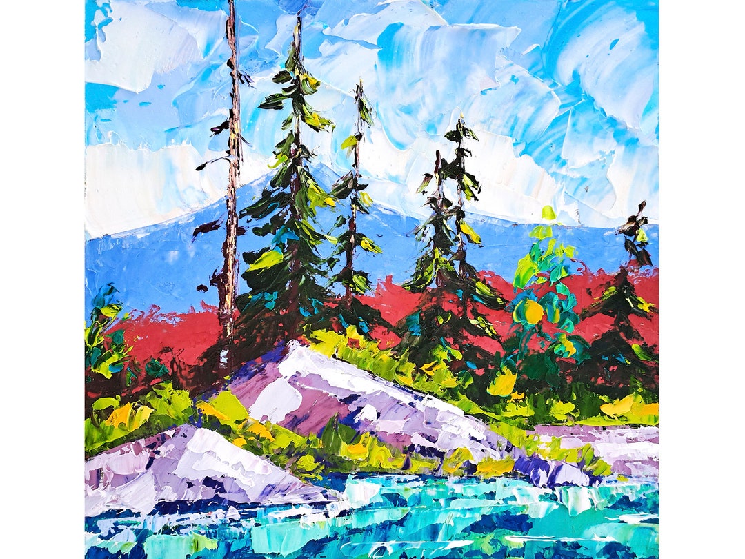 Tahoe Lake Painting Pine Trees Original Art California Landscape ...