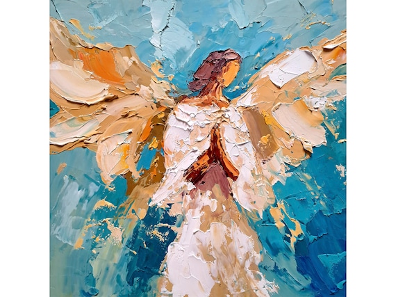 Angel Painting Abstract Impasto Oil Artwork by Artsenya - Etsy