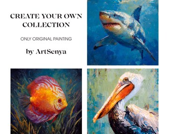 サメの大きな油絵 海洋壁アート ホホジロザメ キャンバス 海洋生物