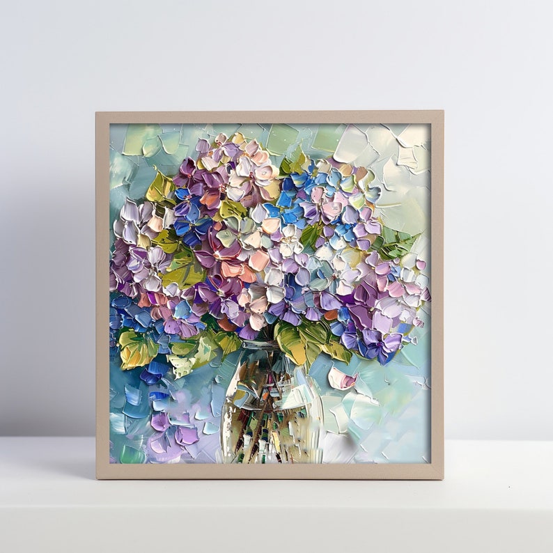 Hydrangea Impasto Original Oil Painting on Canvas Blossoms Original Art ...