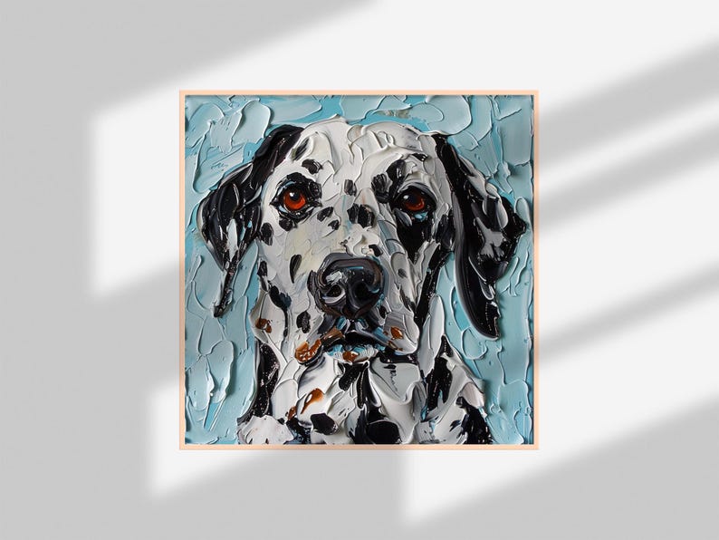 Dalmatian Oil Painting on Canvas Dog Portrait Impasto Art Animals