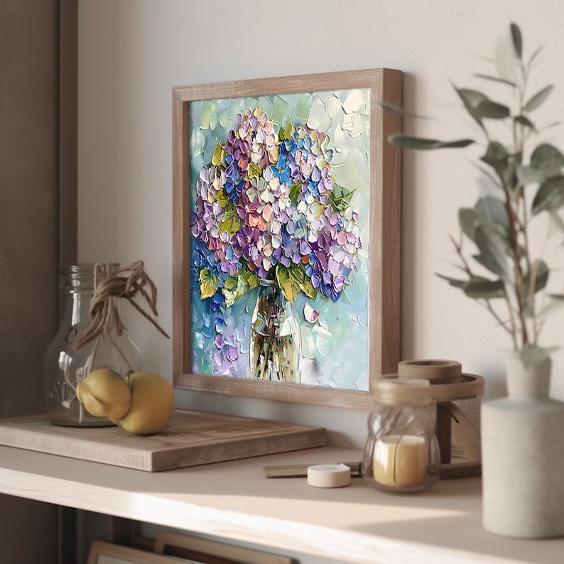 Hydrangea Impasto Original Oil Painting on Canvas Blossoms Original Art ...