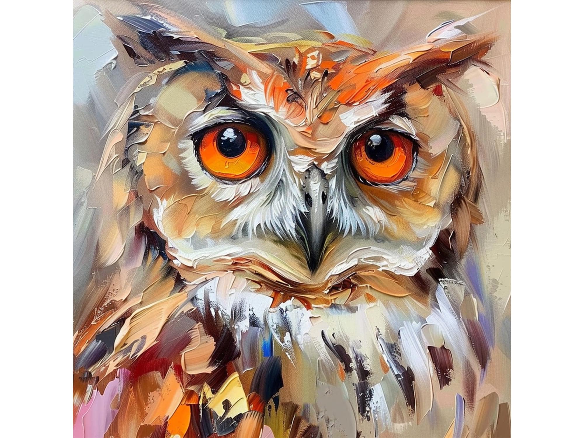 Owl Painting On Canvas Bird Original Canvas Fine Art Farm Animals Wall Art Decor Gifts by ArtSenya