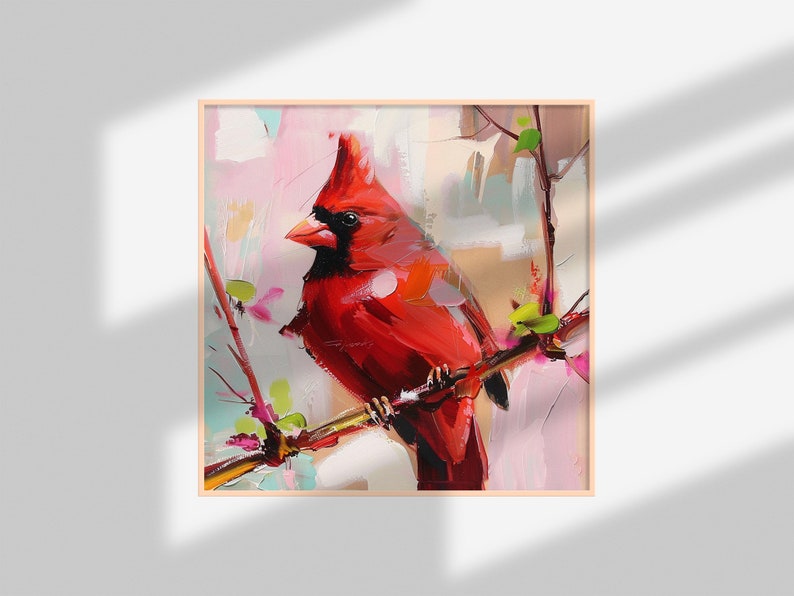 Cardinal Oil Painting Red Cardinal Original Art Bird Artwork Animals ...