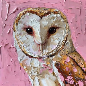 Barn Owl Painting On Canvas Birds Impasto Original Painting Animals Portrait Owl Wall Art Decor Gifts by ArtSenya