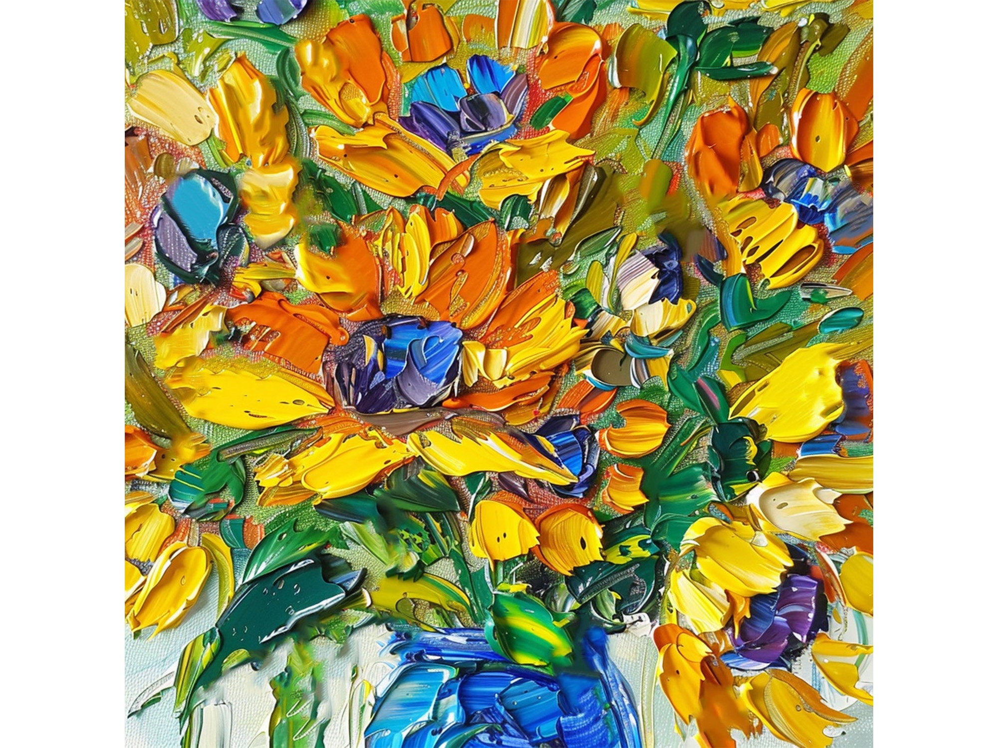 Sunflowers Oil Painting on Canvas Impasto Floral Original Art Textured ...