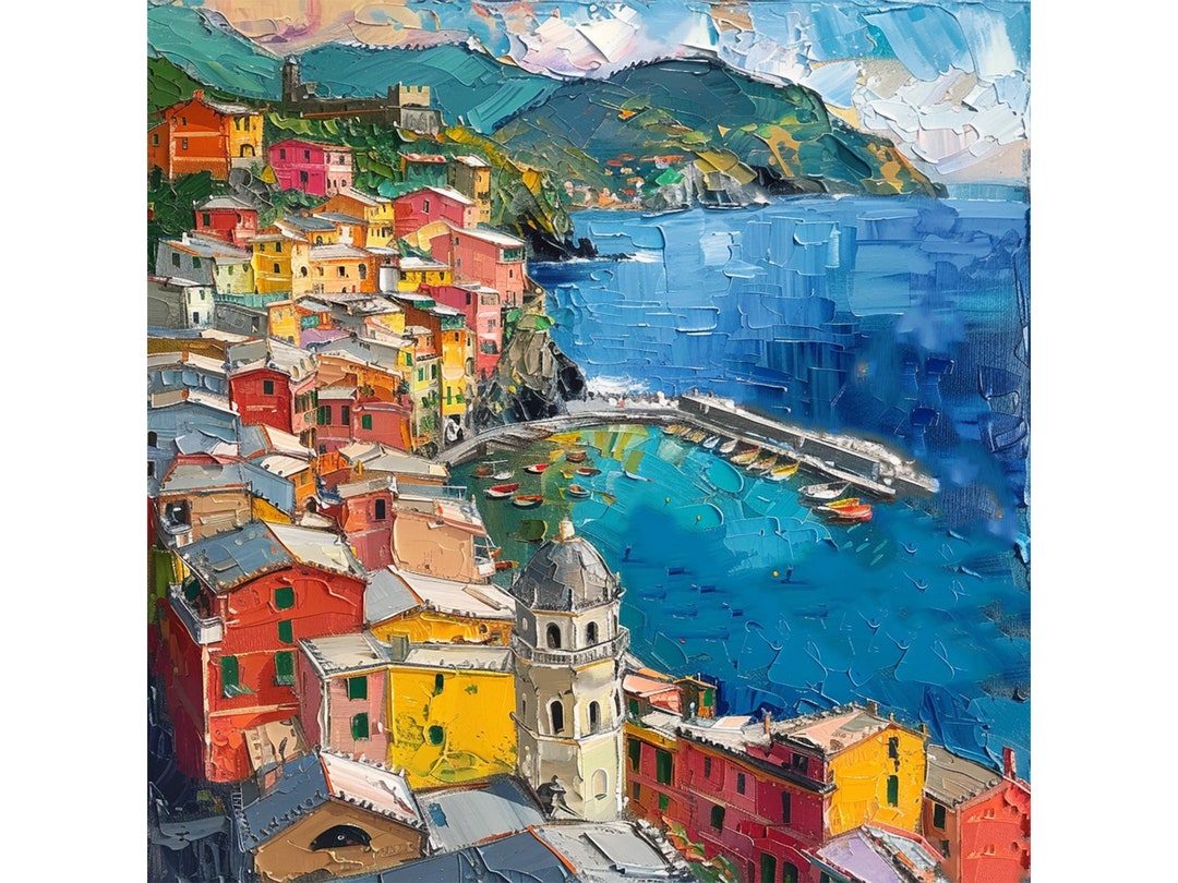 Vernazza Painting on Canvas Italian Cityscape Original Canvas Art ...