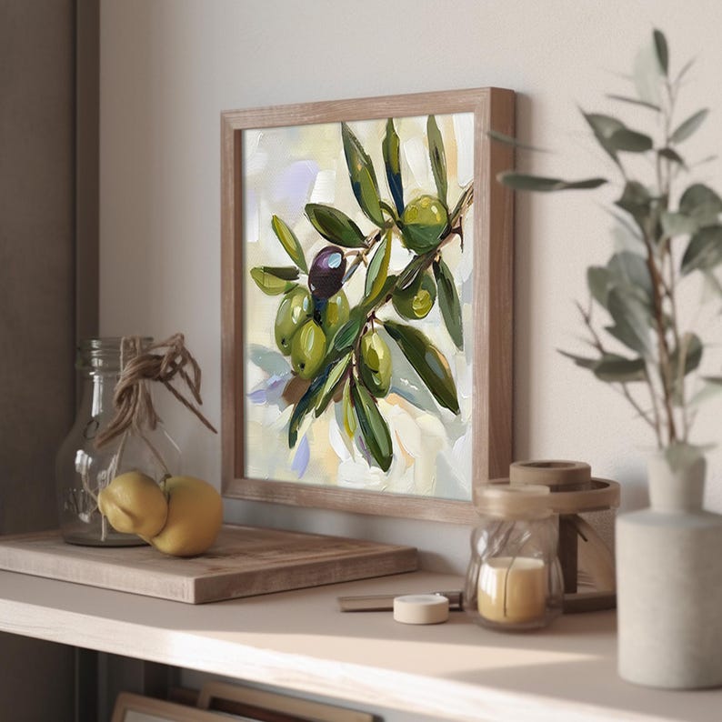 Olive Branch Painting on Canvas Olive Tree Canvas Original Fine Art
