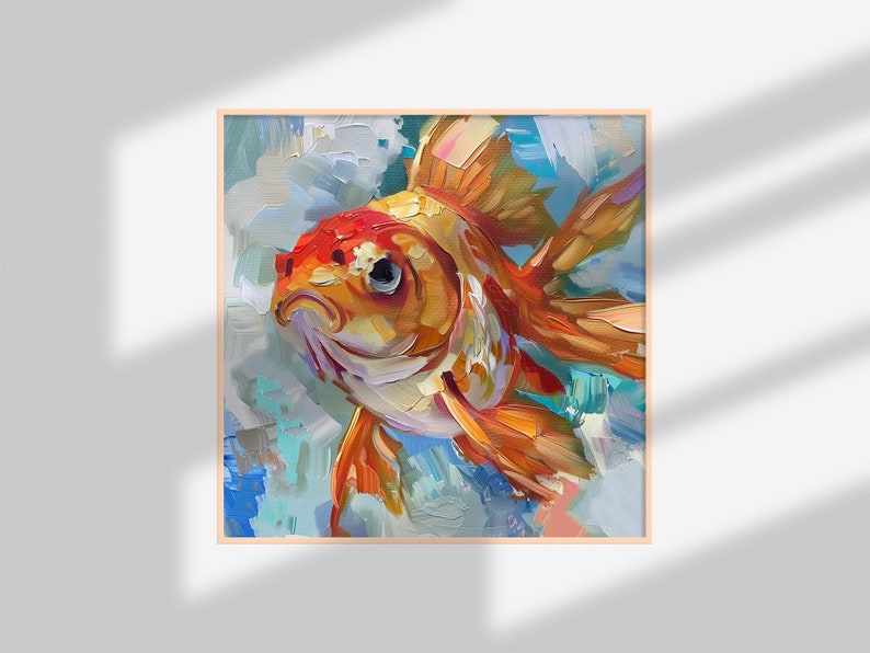 Goldfish Oil Painting on Canvas Fish Original Fine Art Animal Wall Art ...