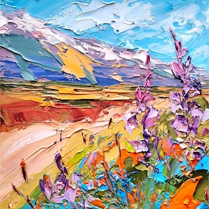 Rocky Mountains Impasto Painting: Colorado Landscape Art (10x10)