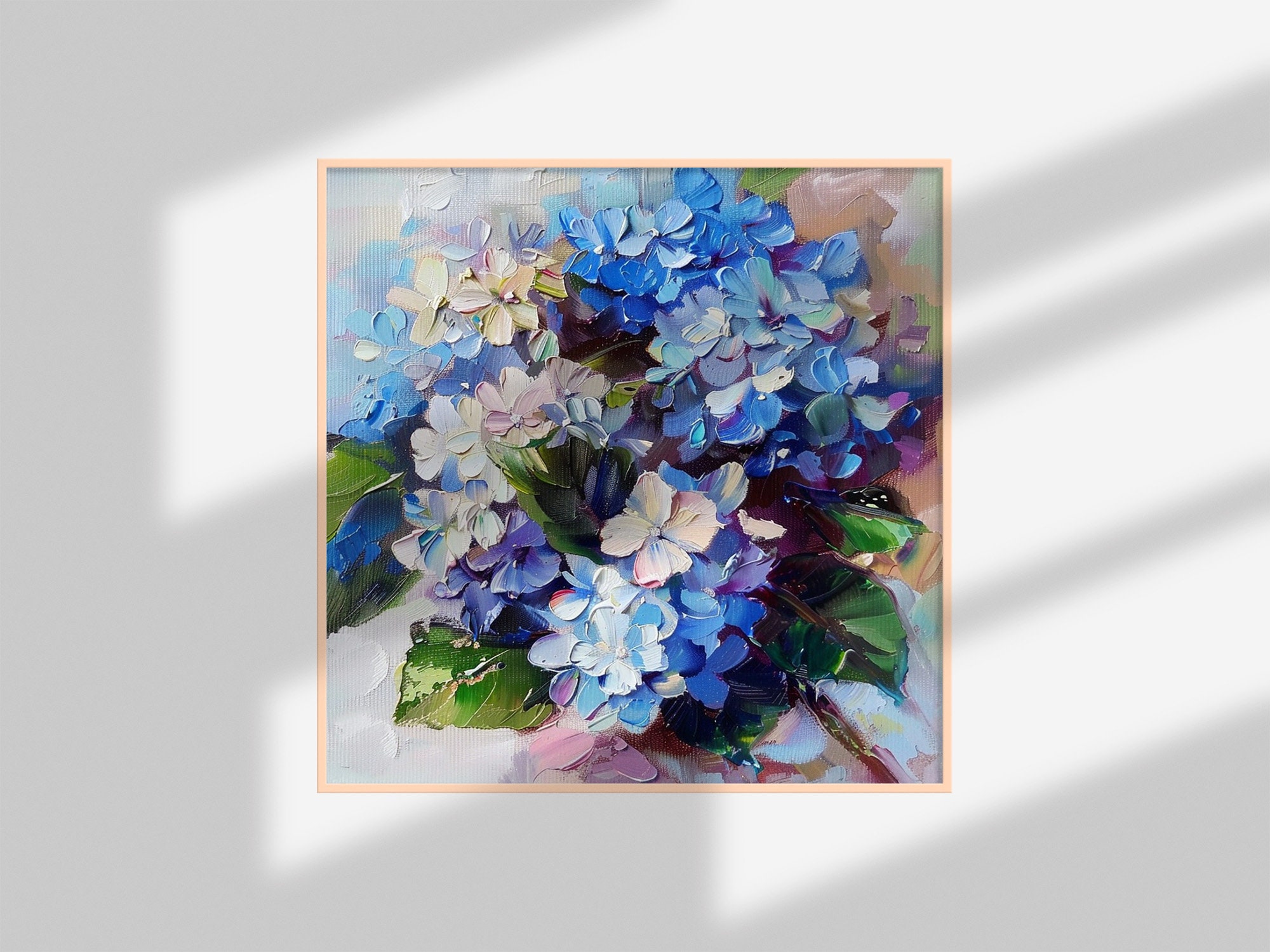 Hydrangea Oil Painting Floral Impasto Original Fine Art Meadow