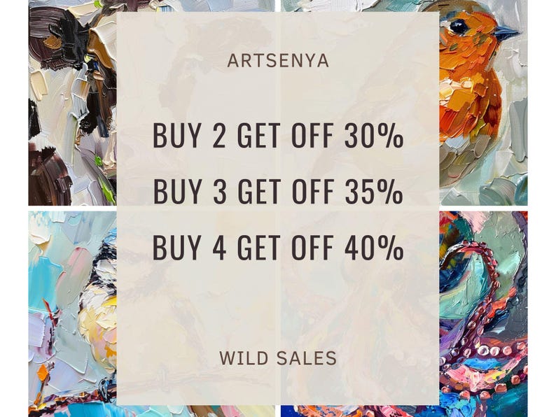 Chickadee Painting on Canvas Sparrow Canvas Impasto Artwork Small Birds