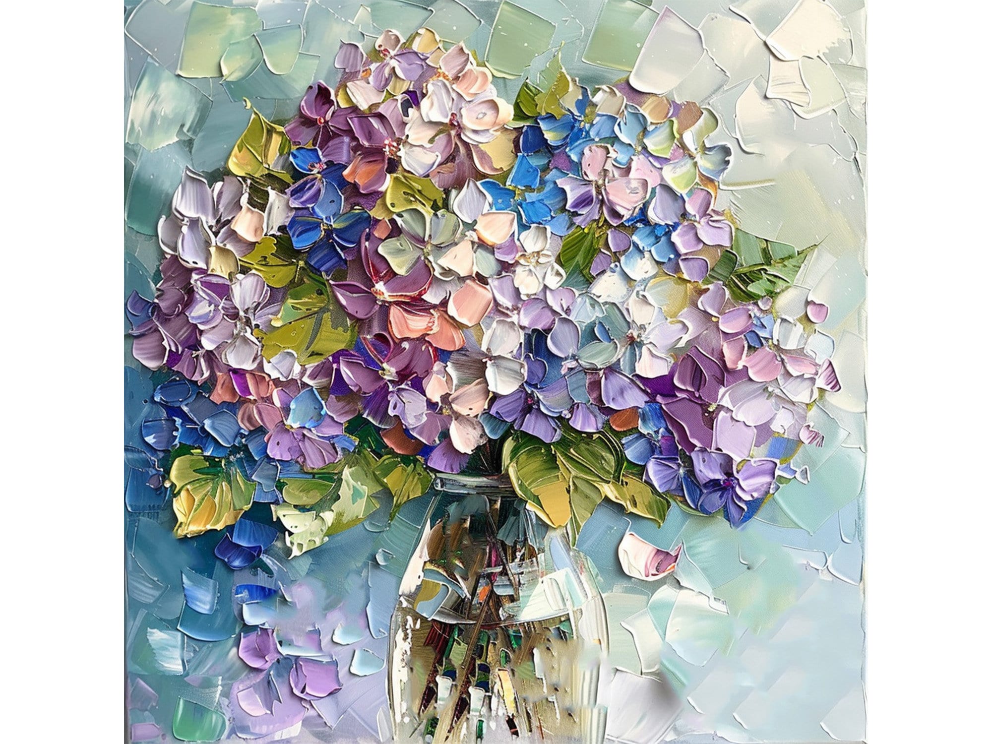 Hydrangea Impasto Original Oil Painting on Canvas Blossoms Original Art ...