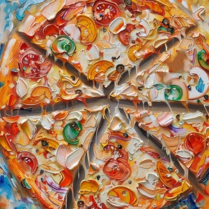 Pizza Oil Painting On Canvas Food Original Fine Art Pizza Impasto Artwork Kitchen Wall Art Gifts by ArtSenya