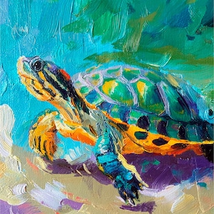 Schildkröte Wandbild Kunst Wandbild Schildkröte Wandbild Kunst Spachtel Bunte Schildkröte Dekor Geschenk von ArtSenya