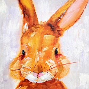 Bunny Painting Animal Original Art Rabbit Oil Painting Pet Portrait