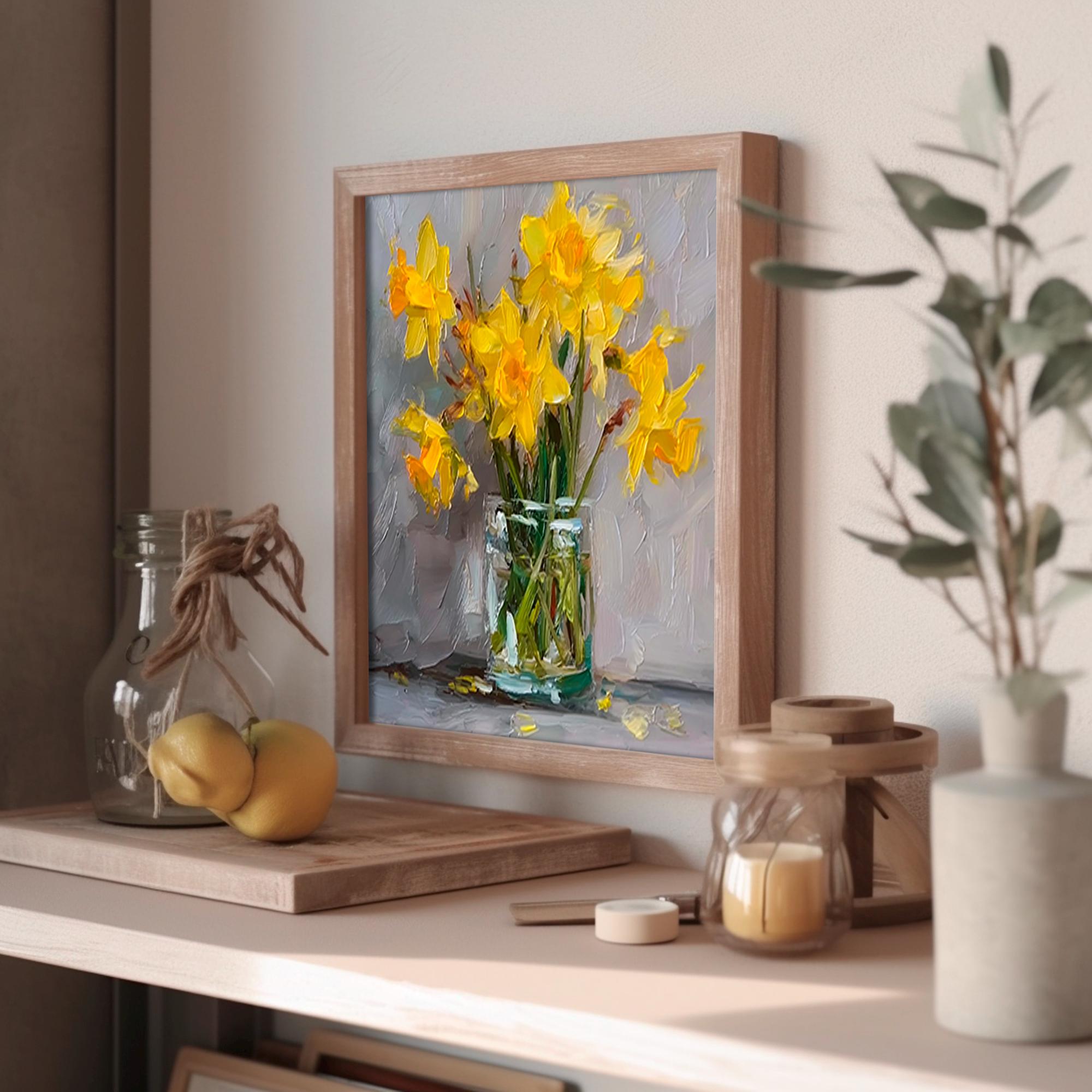 Yellow Daffodils Large Canvas Painting Oil Art Spring Flowers Artwork ...