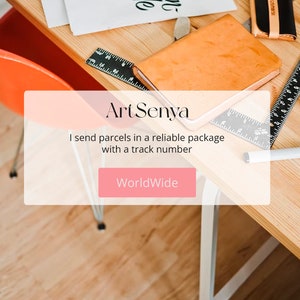 May include: A white pop-up window with the text "ArtSenya" in black font. The text "I send parcels in a reliable package with a track number" is below the title. A pink button with the text "WorldWide" is at the bottom of the window.