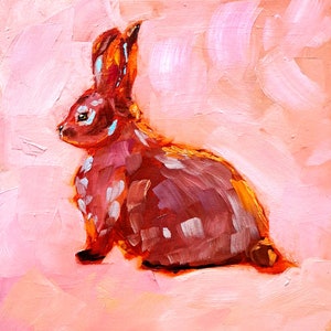 Peinture de lapin, lièvre, art original, animaux de la ferme, peinture à l&#39;huile, portrait d&#39;animal de compagnie, art mural, cadeaux par ArtSenya