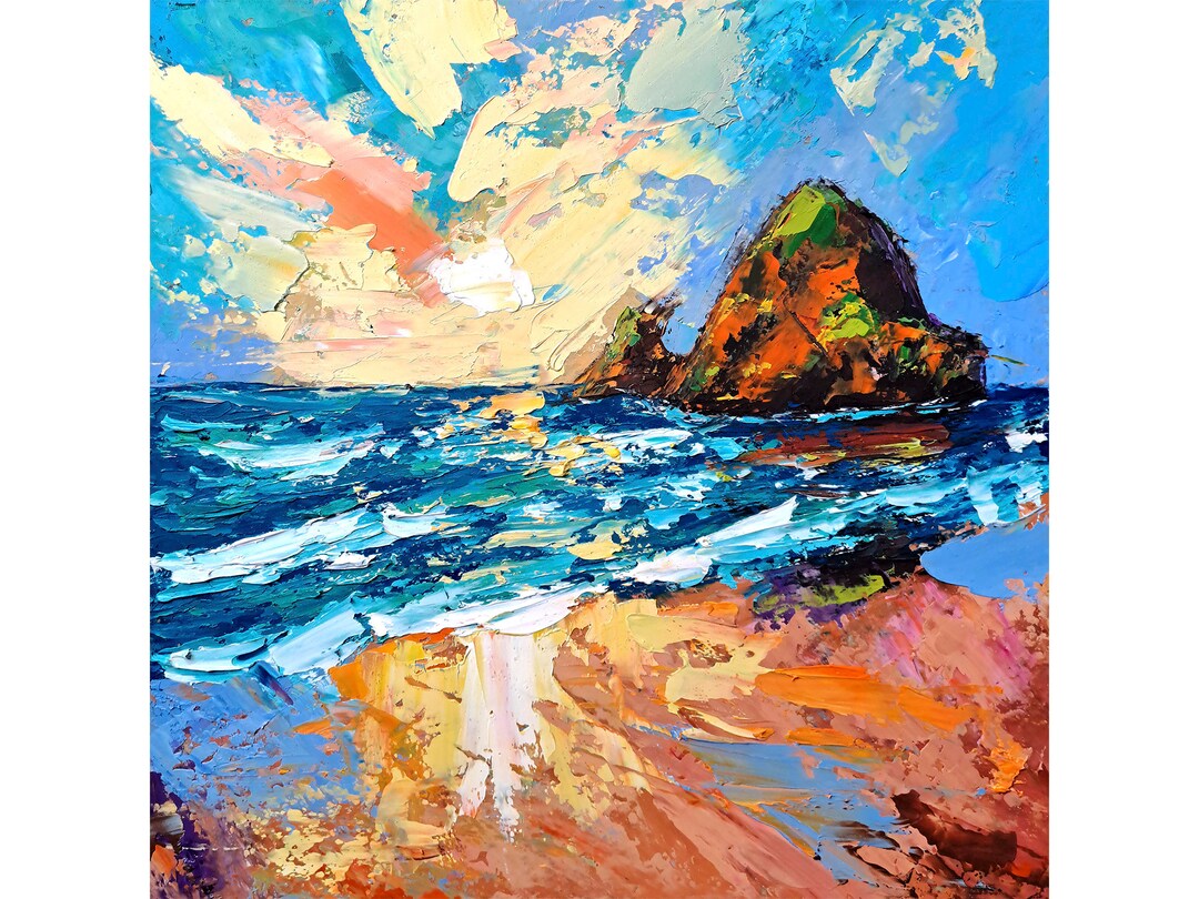 Cannon Beach Painting Oregon Landscape Oil Painting Seascape Impasto