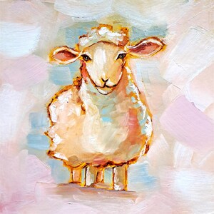 Sheep Oil Painting Lamb Original Art Farm Animals Artwork Pet Portrait by ArtSenya