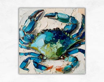 名久井由蔵・油彩画・蟹 カニのジクレー版画：海の生き物の油絵 - Etsy 日本