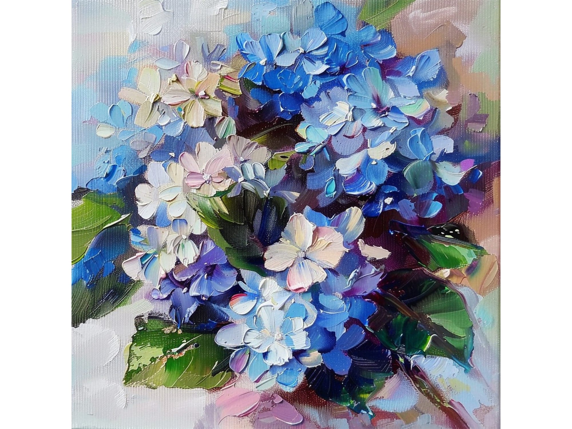 油絵 絵画 【Hydrangea】 Hydrangea Oil Painting Floral Impasto Original Fine Art Meadow