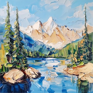 Dipinto ad olio Impasto Montagne Rocciose: Arte paesaggistica del Colorado