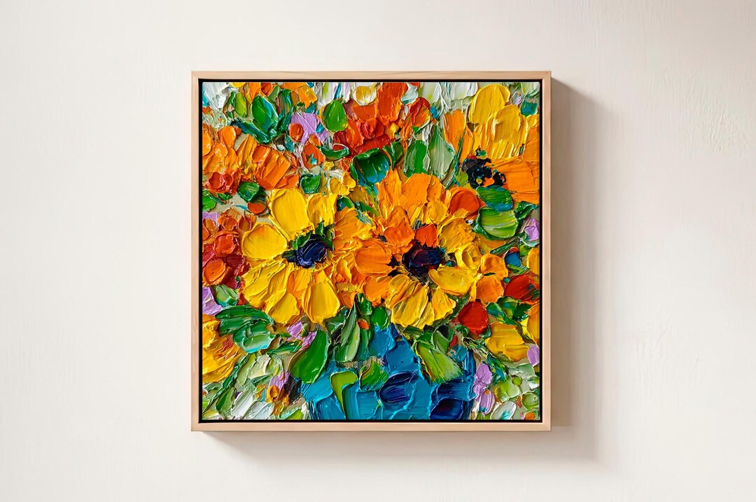 Sunflowers Impasto Oil Painting on Canvas Original Floral Artwork ...